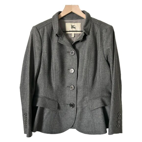Burberry London Angora Wool Blazer Coat in Gray Size 10 - Picture 1 of 6